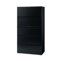 Office Filing Cabinets & Shelves | Hirsh Industries 14992 36 in. x 18.62 in. x 67.62 in. 5 Letter/Legal/A4-Size File Drawers Lateral File Cabinet - Black image number 2