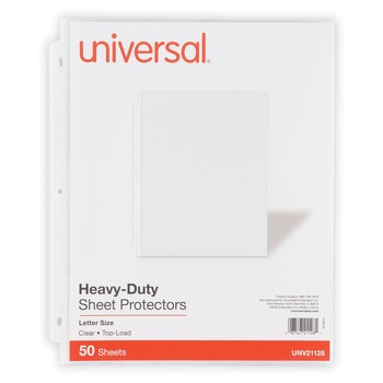 Universal UNV21128 Heavy Gauge Top-Load Poly Sheet Protectors - Clear (50/Pack)