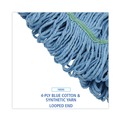 Mops | Boardwalk BWK502BLNBCT Super Loop Cotton/Synthetic Fiber Wet Mop Head with 1 in. Headband - Blue (12/Carton) image number 6