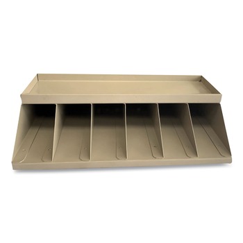 CONTROLTEK 500014 10 in. x 8.5 in. x 3 in. 6-Compartments Steel Coin Wrapper and Bill Strap Single-Tier Rack - Pebble Beige