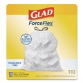 Trash Bags | Glad 22541 ForceFlex Kitchen Drawstring Trash Bags, Drawstring, 13 gal, Unscented, 23.47 x 25.38, White, 110 Bags/Box, 3 Boxes/Carton image number 1