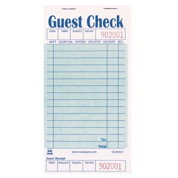 AmerCareRoyal GC3632-1 3.5 in. x 6.7 in. 15 Lines One-Part No Copies Guest Check Pad with Ruled Back (2500/Carton)