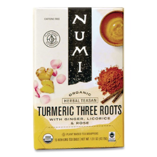 Beverages & Drink Mixes | Numi 10550 1.42 oz Bag Turmeric Tea - Three Roots (12/Box) image number 0