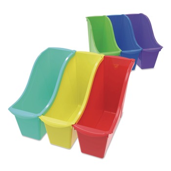 Storex 70113U06C Small Book Bin, 1.5 gal, 4.5-in x 11.75-in x 8.5-in, Assorted Bright Colors, 6/Pack