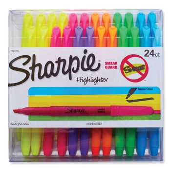Sharpie 1761791 Pocket Style Chisel Tip Highlighters - Assorted Colors (24/Pack)