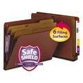 File Folders | Smead 26865 8 SafeSHIELD Fasteners 3 in. Expansion 3 Dividers Letter Size End Tab Pressboard Classification Folders - Red (10/Box) image number 1