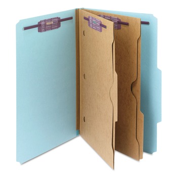 Smead 19081 Pressboard Six-Section Top Tab Classification Folders - Legal, Blue (10/Box)