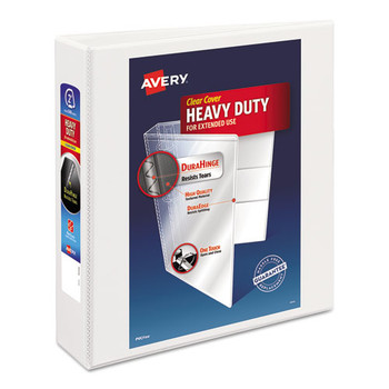 Avery 05504 3 Slant Rings 2 in. Capacity 11 in. x 8.5 in. Heavy-Duty Non Stick View Binder with DuraHinge - White