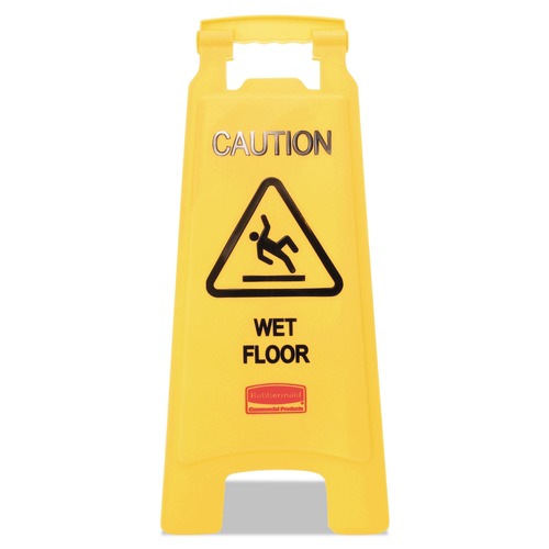 Just Launched | Rubbermaid Commercial FG611277YEL 11 in. x 12 in. x 25 in. Caution Wet Floor Sign - Bright Yellow image number 0