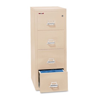 FireKing 4-2131-CPA 4 Legal-Size File Drawers 1-Hour Fire Protection 20.81 in. x 31.56 in. x 52.75 in. Insulated Vertical File - Parchment