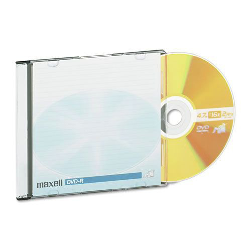 Office Electronics & Batteries | Maxell 638004 4.7 GB 16x DVD-R Jewel Case Recordable Disc - Gold (10/Pack) image number 0
