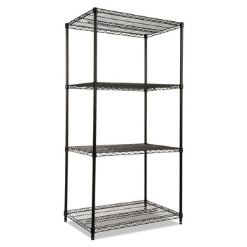 Alera ALESW503624BL 36 in. x 24 in. x 72 in. NSF Certified Industrial Four-Shelf Wire Shelving Kit - Black