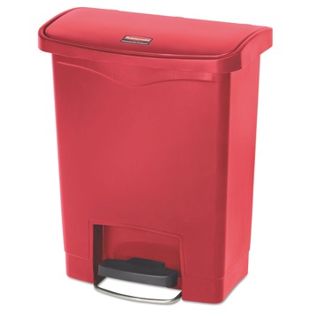 Rubbermaid Commercial 1883564 Streamline 8-Gallon Front Step Style Resin Step-On Container - Red
