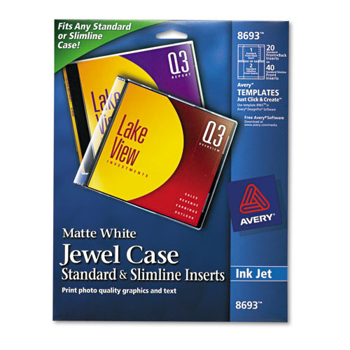 Labels | Avery 08693 Inkjet CD/DVD Jewel Case Inserts - Matte White (20/Pack) image number 0