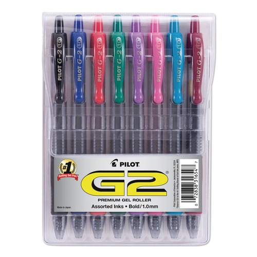 Pens | Pilot 31654 G2 Premium Bold 1 millimeter Retractable Gel Pen Convenience Pack - Assorted Ink/Barrel Colors (8/Pack) image number 0