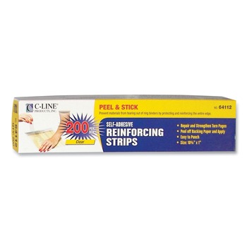 C-Line 64112 1 x 10.75 Self-Adhesive Reinforcing Strips - Clear (200/Box)