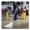 Mops | Rubbermaid Commercial FGH115000000 54 in. Invader Wood Side-Gate Wet-Mop Handle - Natural/Yellow image number 3