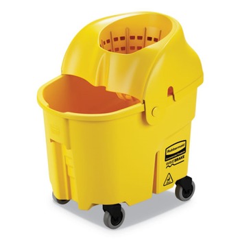 MOP BUCKETS | Rubbermaid Commercial FG759088YEL WaveBrake 2.0 35 Quart Plastic Down-Press Bucket/Wringer Combo - Yellow