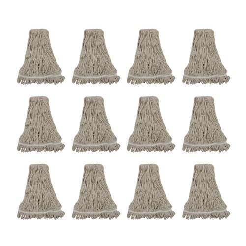 Just Launched | Boardwalk BWK432C 32 oz. Pro Loop Web/Tailband Premium Standard Mop Head - White (12/Carton) image number 0