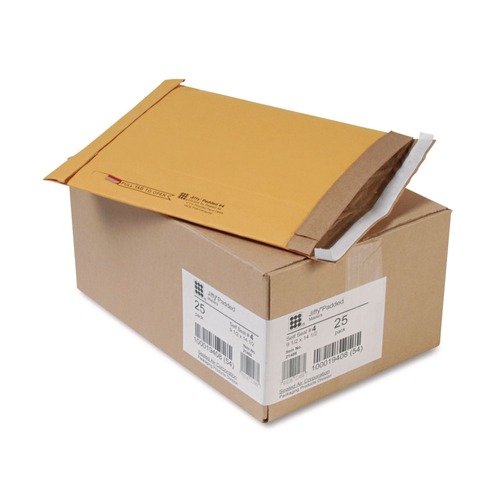 Envelopes & Mailers | Sealed Air 64937 #4 Paper Padding Self-Adhesive Closure 9.5 in. x 14.5 in. Jiffy Padded Mailer - Natural Kraft (25/Carton) image number 0