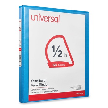 Universal UNV20703 11 in. x 8.5 in. 0.5 in. Capacity 3 Rings Slant D-Ring View Binder - Light Blue