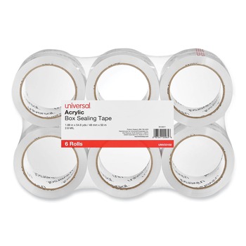 Universal UNV33102 1.88 in. x 54.6 yd Moving and Storage Packing Tape - Clear (6/Pack)