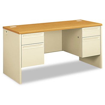 HON H38852.C.L 60 in. x 24 in. x 29.5 in. 38000 Series Kneespace Credenza - Harvest/Putty