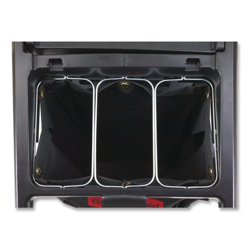 Cleaning Carts | Rubbermaid Commercial FG9T89L10000 3 in. x 12.5 in. x 0.13 in. Triple Waste Steel Wire Bag Holder for Rubbermaid Commercial Janitorial and Housekeeping Carts image number 0
