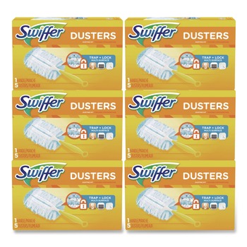 PRODUCTS | Swiffer 11804 Dusters Starter Kit with Dust Lock Fiber and 6 in. Handle - Blue/Yellow (6/Carton)
