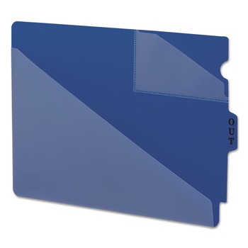 Smead 61961 8.5 in. x 11 in. 1/3-Cut End Tab Two-Pocket Poly "Out" Guides - Blue (50/Box)