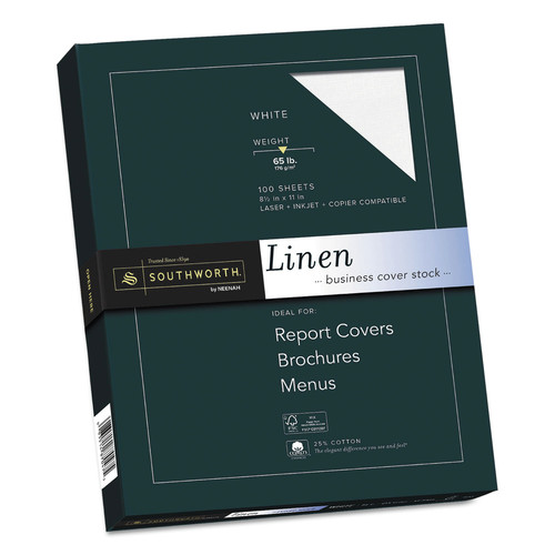 Copy & Printer Paper | Southworth Z550CK 8.5 in. x 11 in. 65 lbs. Cover Weight 25% Cotton Linen Cover Stock (100/Box) image number 0