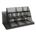 Breakroom Supplies | Mind Reader CMG2MESH-BLK 11.61 in. x 23.9 in. x 12.76 in. 14-Compartment Network Collection Coffee Cup and Condiment Countertop Organizer - Black image number 0