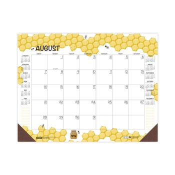 House of Doolittle 1565 22 in. x 17 in. 12-Month (Aug 2025-Jul 2026) Academic Year Recycled Honeycomb Desk Pad Calendar - White/Multicolor Sheets