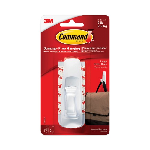 Wall Racks & Hooks | Command 17003ES 5 lbs. Capacity Large Plastic General Purpose Hooks - White (1/Pack) image number 0