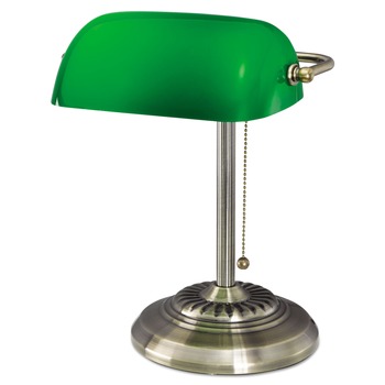 Alera ALELMP557AB Traditional 10.5 in. x 11 in. x 13 in. Banker's Lamp - Antique Brass/Green