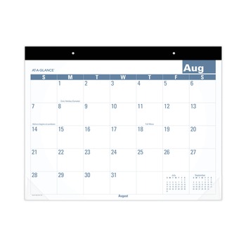AT-A-GLANCE SKLPAY32 12 Month (July to June): 2024 to 2025 21.75 in. x 17 in. Academic Large Print Desk Pad - White/Blue Sheets
