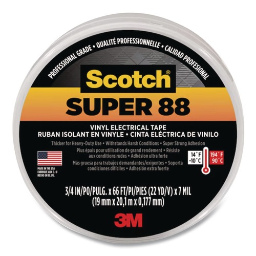 Back to School Sale | 3M 88-3/4X66FT Scotch 88 0.75 in. x 66 ft. Super Vinyl Electrical Tape - Black (1-Roll) image number 0