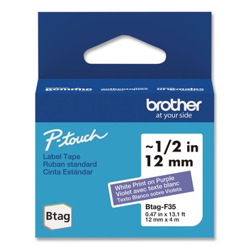 OFFICE AND OFFICE SUPPLIES | Brother P-Touch BTAGF35 0.47 in. x 13.1 ft. Genuine P-Touch BTAG Label Tapes - White on Purple