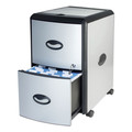 Office Filing Cabinets & Shelves | Storex 61352U01C 19 in. x 15 in. x 23 in. 2 Letter File Drawers Mobile Filing Cabinet with Metal Siding and Top-Drawer Organizer Tray - Silver/Black image number 3