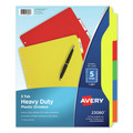 Back to School Sale | Avery 23080 11 x 8.5 Heavy-Duty Plastic Dividers with Multicolor Tabs and White Labels - Assorted (5-Pieces/Set) image number 0