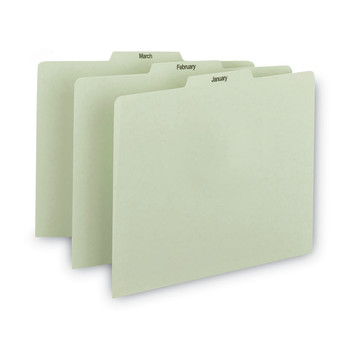 Smead 50365 1/3-Cut Tab January to December 8.5 in. x 11 in. 100% Recycled Monthly Top Tab File Guide Set - Green (12/Set)