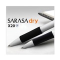 Pens | Zebra 41610 0.7 mm Retractable Fine Sarasa Dry X20plus Gel Pen - Black Ink, White/Black Barrel (12/Pack) image number 4