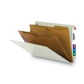 File Folders | Smead 29710 6 SafeSHIELD Fasteners 2 Dividers Legal Size X-Heavy End Tab Pressboard Classification Folders - Gray-Green (10/Box) image number 0