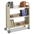 Cleaning Carts | Safco 5358SA 36 in. x 18.5 in. x 43.5 in. 300 lbs. Capacity 3 Shelves Metal Steel Double-Sided Book Cart -  Sand image number 0