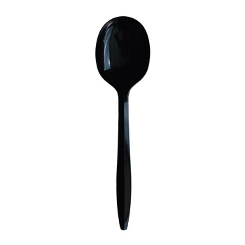 Boardwalk BWKSOUPBLPPIW Mediumweight Wrapped Polypropylene Plastic Soup Spoon Cutlery - Black (1000/Carton)