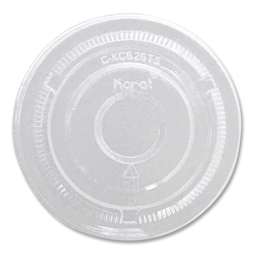 Cups and Lids | Karat C-KC626TS-NH 12 oz. to 24 oz. Cold Cup No Hole Flat PET Lids - Clear (1000/Carton) image number 0