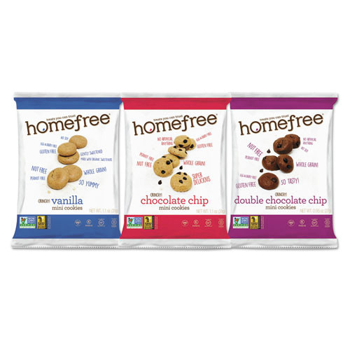 Snacks | Homefree LGFMMIXED30 1.1 oz/0.95 oz/1.1 oz Gluten Free Mini Cookies Variety Pack (180/Carton) image number 0