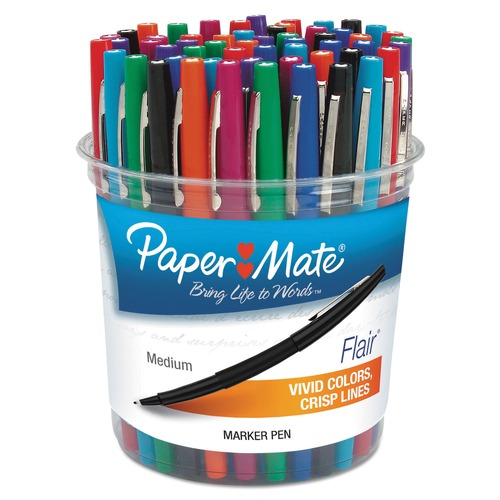Pens | Paper Mate 4651 1.4 mm Point Guard Flair Bold Felt Tip Porous Point Stick Pen - Assorted Ink and Barrel Colors (48/Set) image number 0