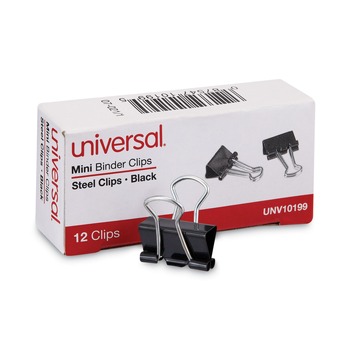 Universal UNV10199 Binder Clips - Mini, Black/Silver (1 Dozen)