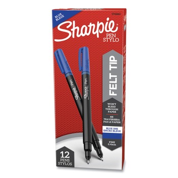 PENS | Sharpie 1742664 Water-Resistant Ink Stick Fine 0.4 mm Porous Point Pen - Blue Ink, Black/Blue Barrel (1-Dozen)